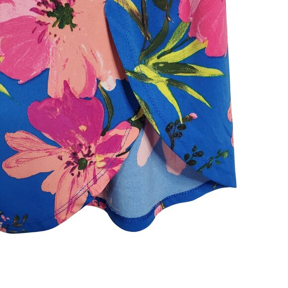 Susan Graver Size 1XLP 1XL Petite Top Floral Liquid Knit ShirtTail Hem Tropical - Picture 7 of 8